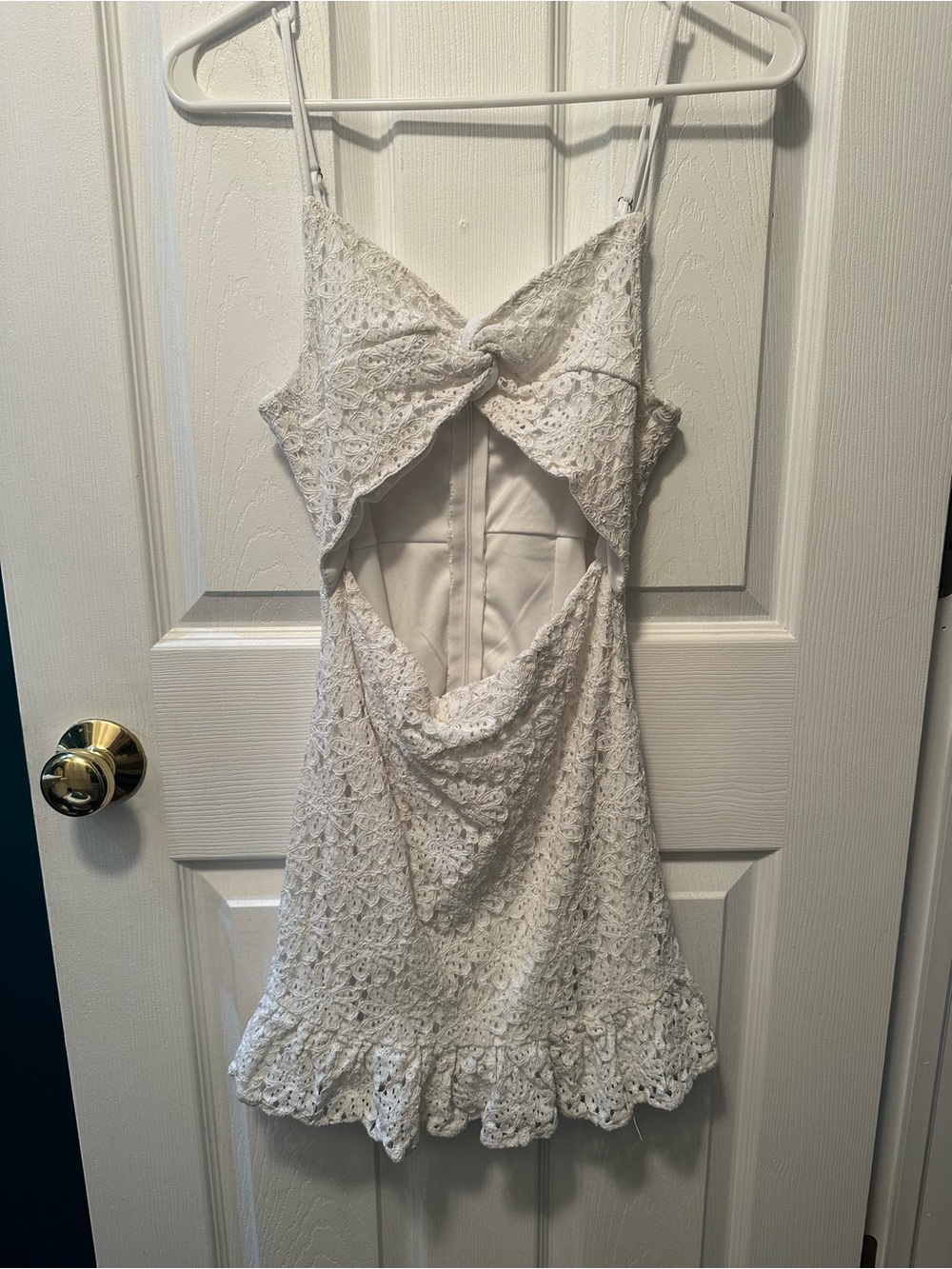 White Lace Cutout Mini Dress - Elegant Summer Style